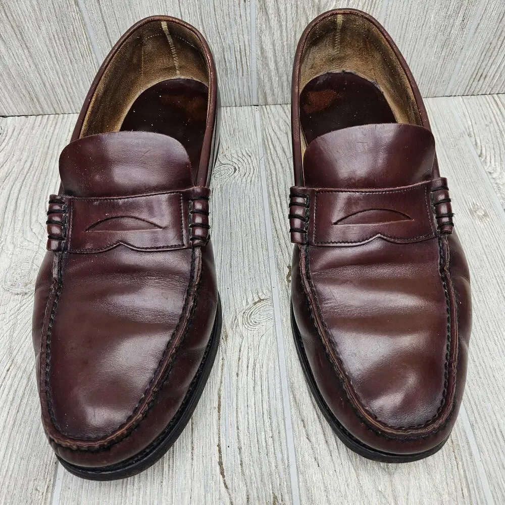 Florsheim Shoes Mens Size 9 Burgundy Penny Loafers Leather Slip On Dress Classic